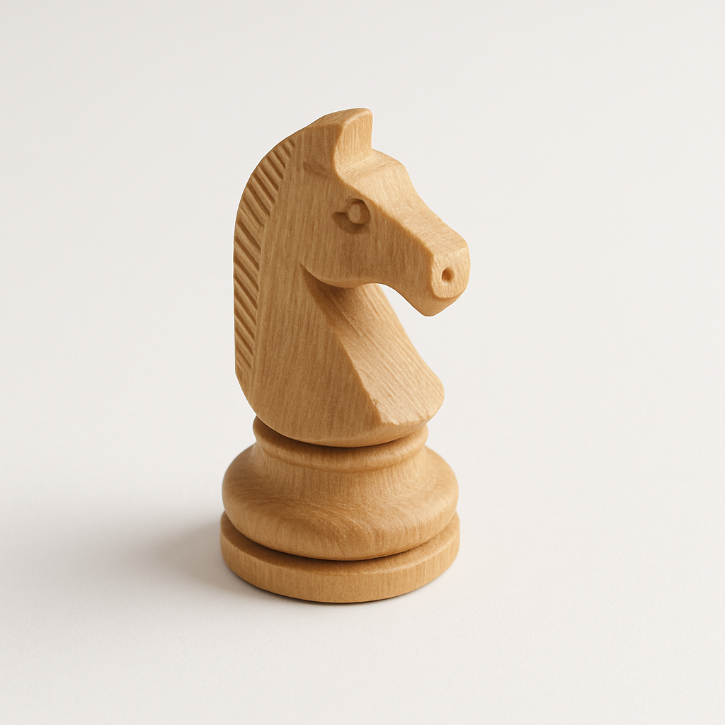 Chess knight on plain background