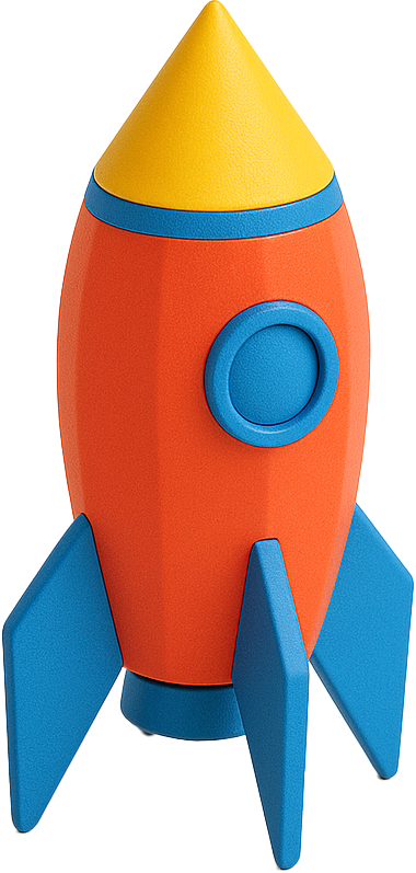 Toy red and blue rocket