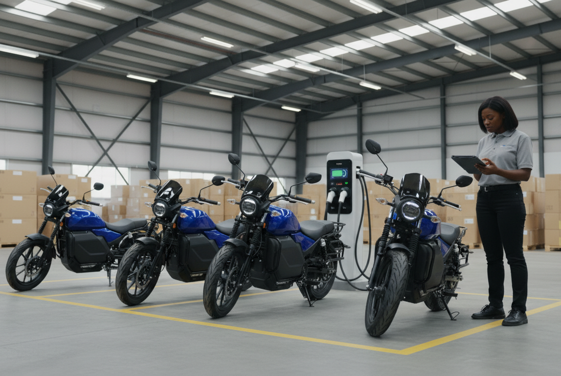 Man on a motorbike smiling