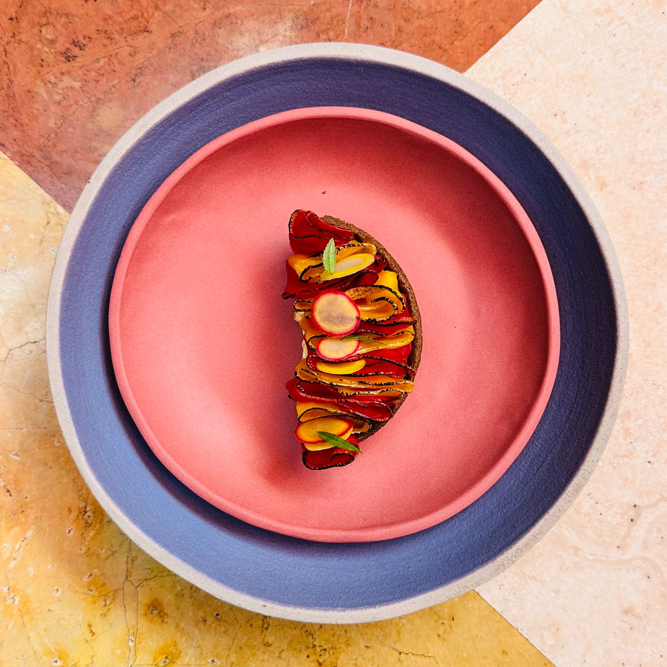 Bright Pink Bowl WIth dried fruit