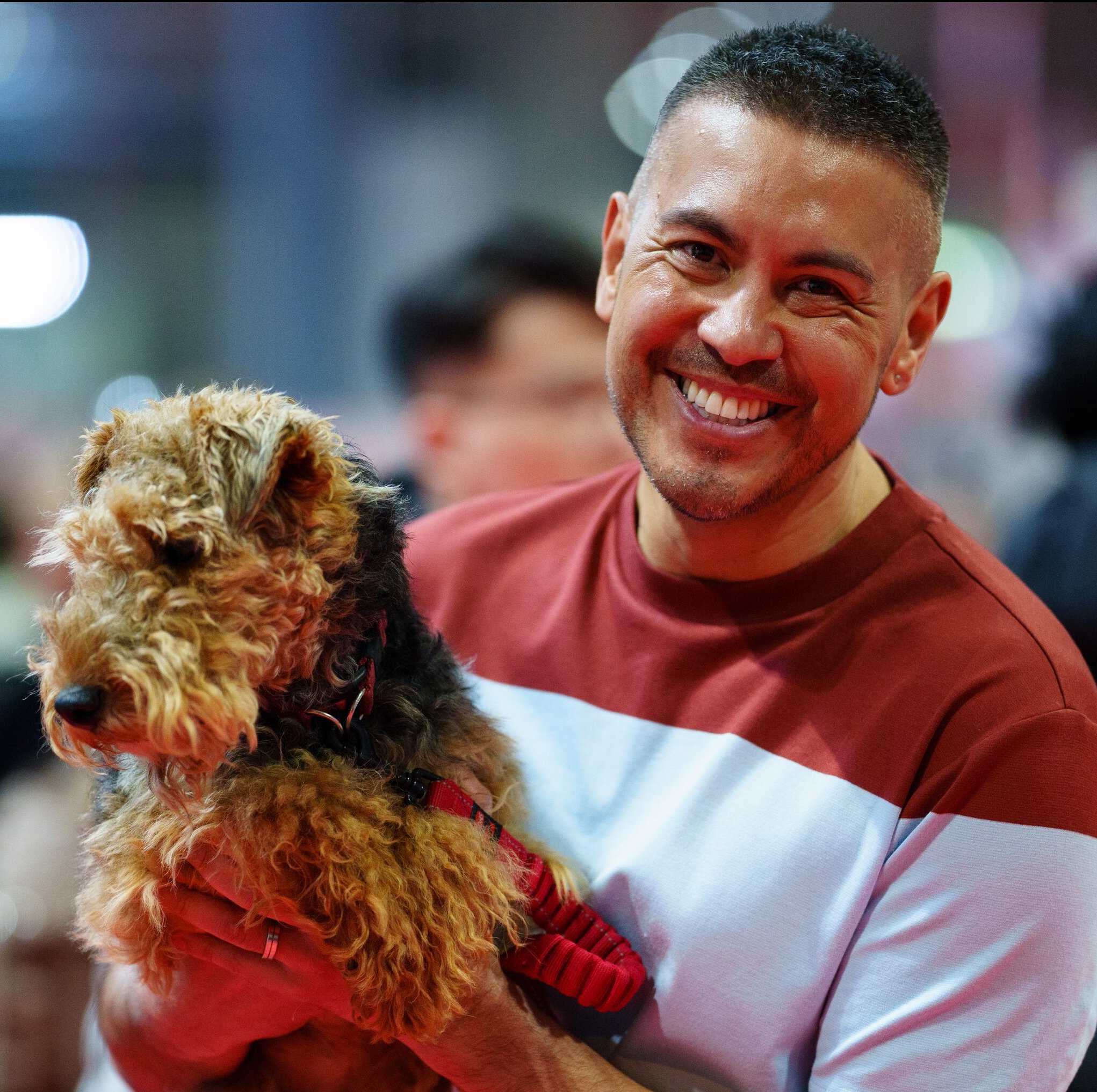 Veterinary expert Dr Paul Manktelow and four-legged friend at Crufts dog show.