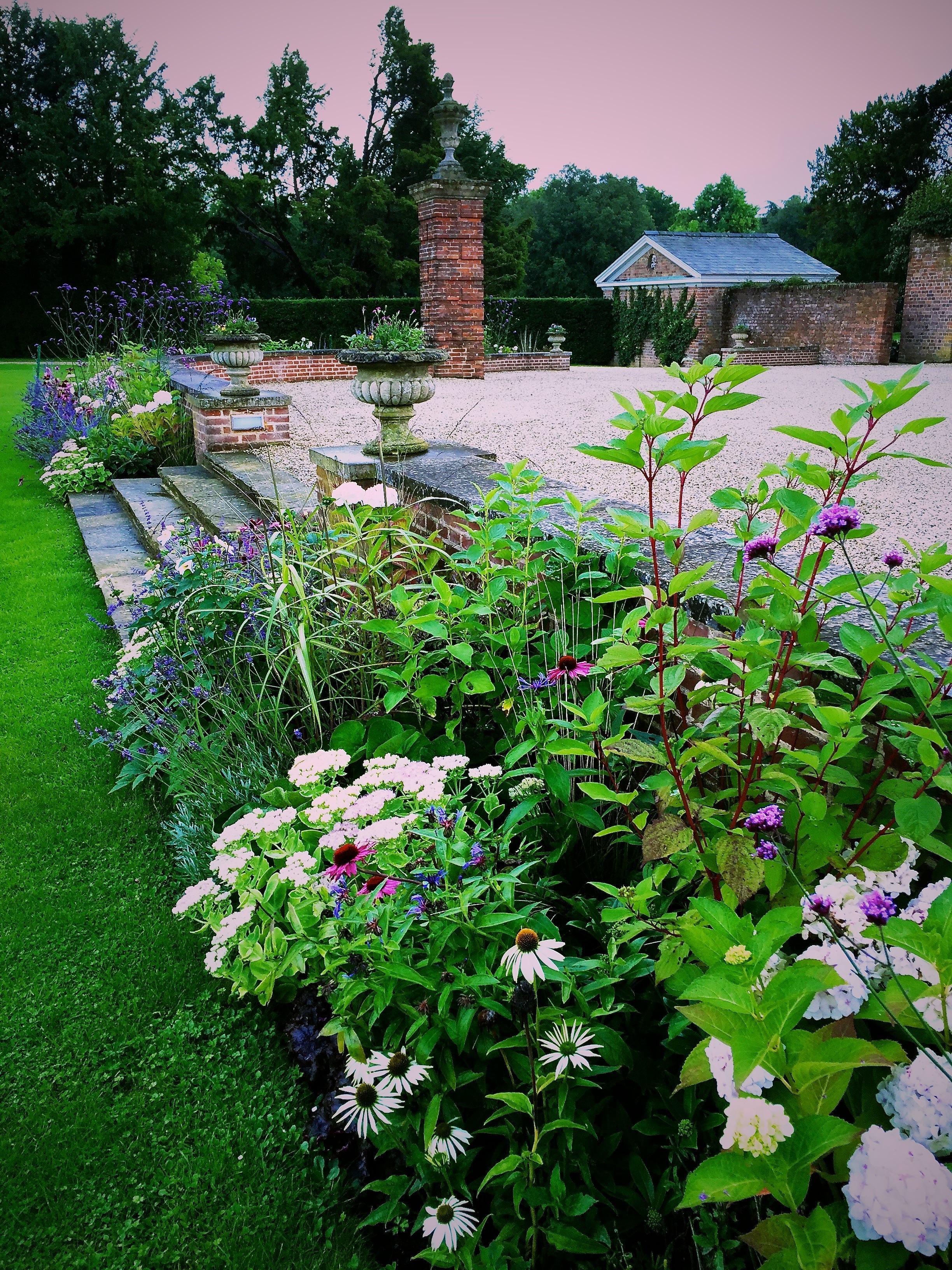 Private Estate border on main drive, dogwood, achillea, verbena
