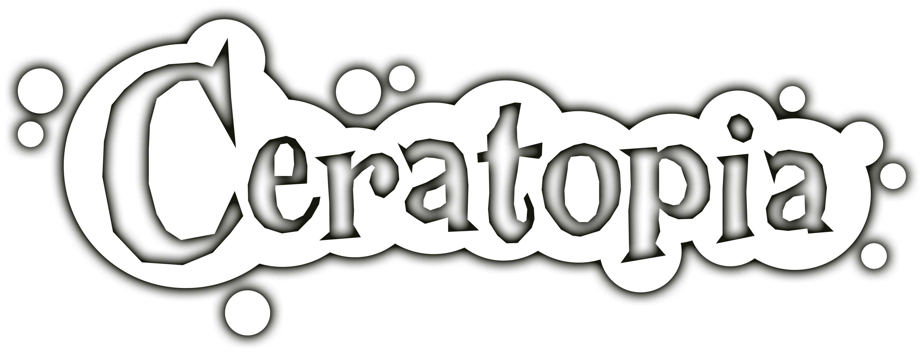 Ceratopia logo in white with shadow