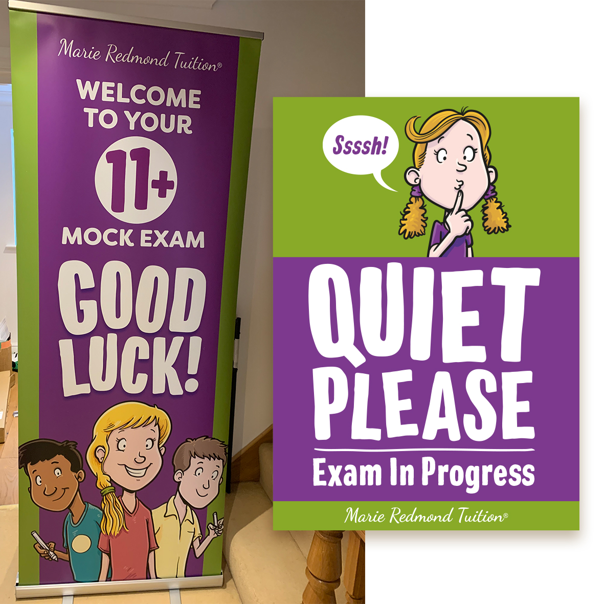 Roller banner and Quiet Please sign