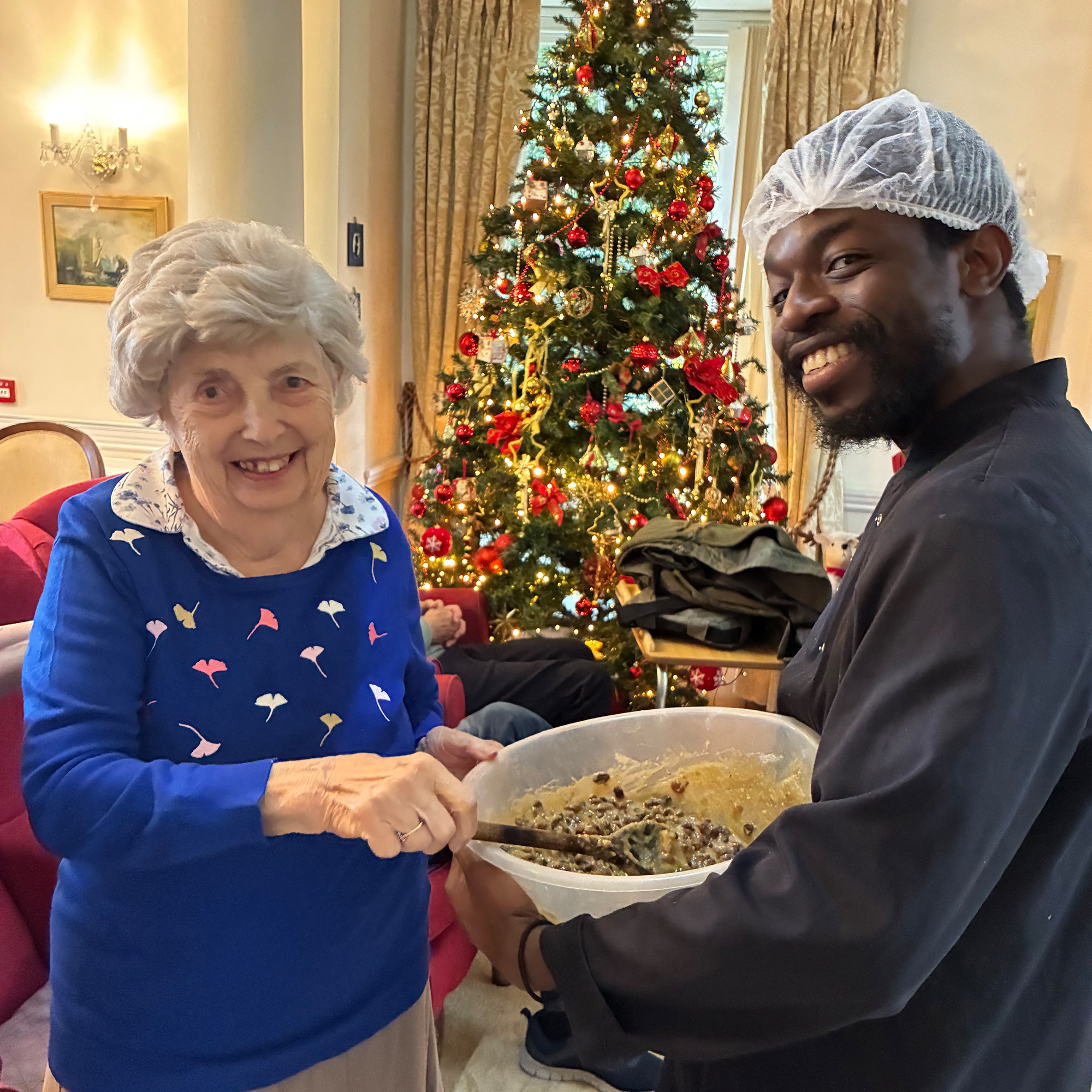 Sam the cook gets help from the residents