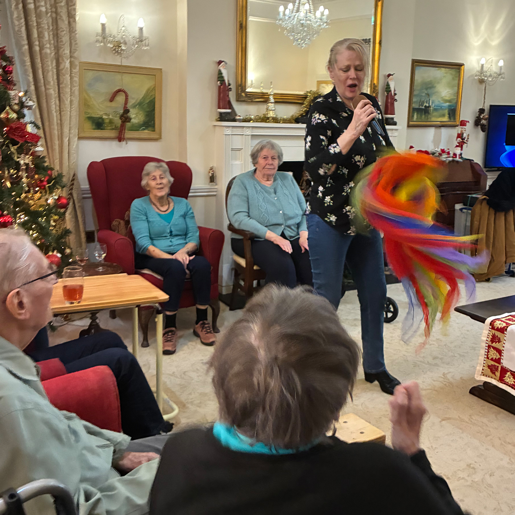 Bernie entertains the Blackbrook House residents on new year's eve