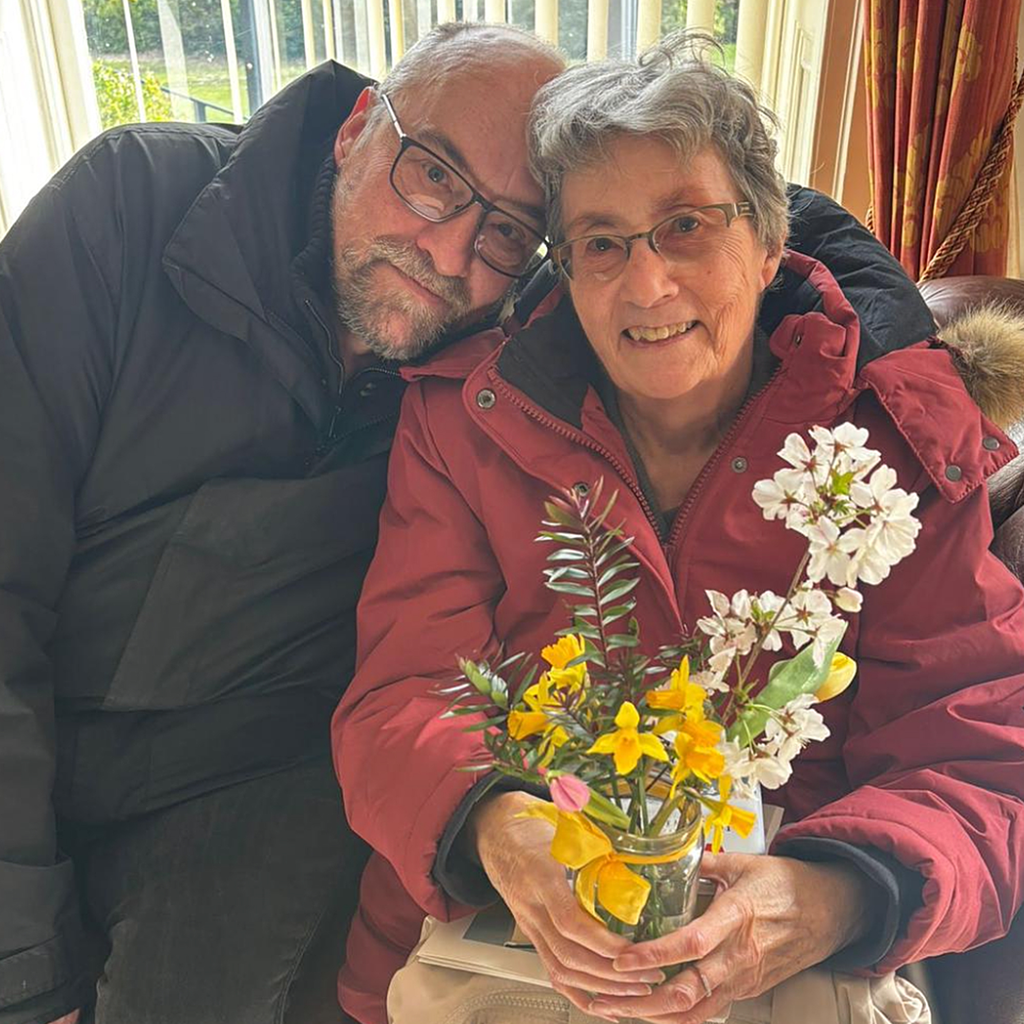A Blackbrook House resident celebrates mothers day with her son