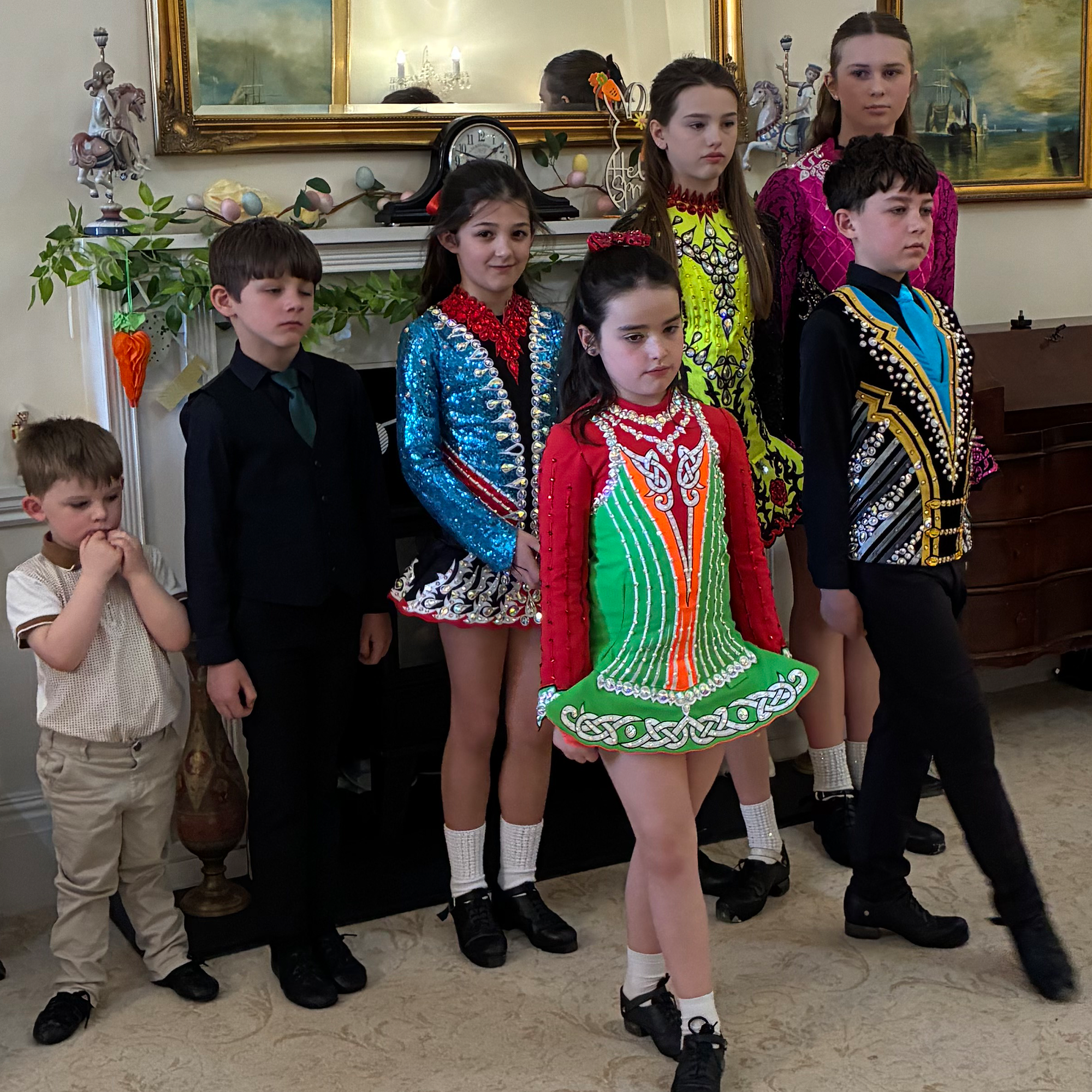 The performers show their moves in the living room of Blackbrook House