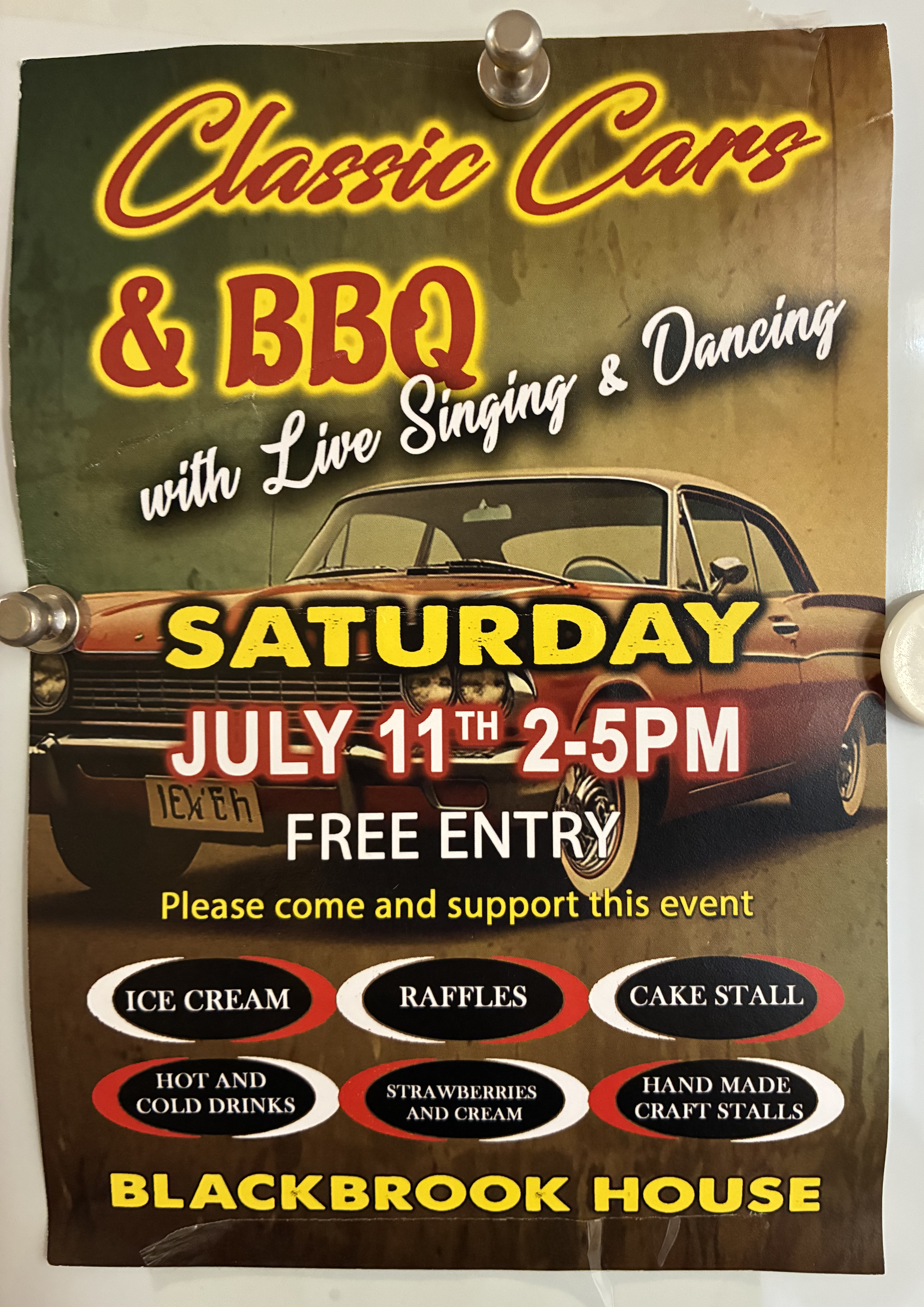 Flyer for Blackbrook House Classic Car event