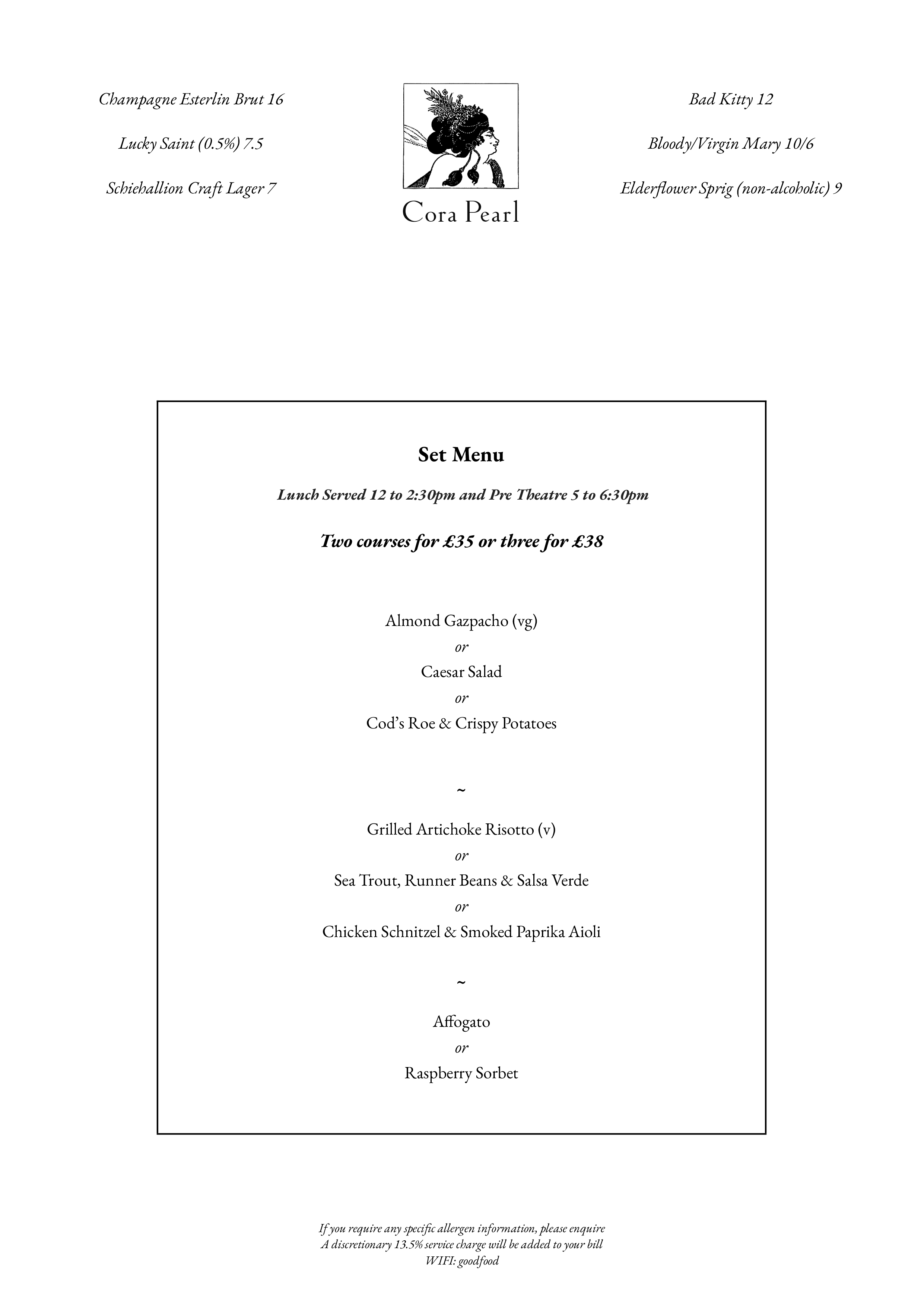 Pre Theatre Set Menu